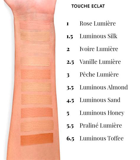 ysl touche eclat colour chart.